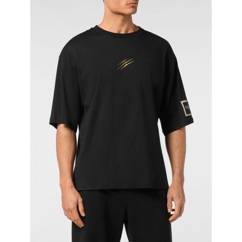 Plein Sport Men Plein Sport Jersey T-Shirt With Back Laminated Logo Print